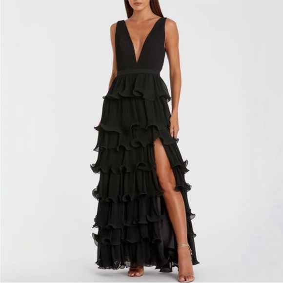 Mac Duggal Black Layered Maxi Dress - Picture 4 of 8